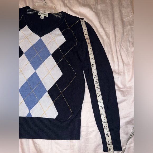 St. John’s Bay Y2K Blue Argyle Sweater Juniors 5 Preppy Knit - Picture 8 of 8